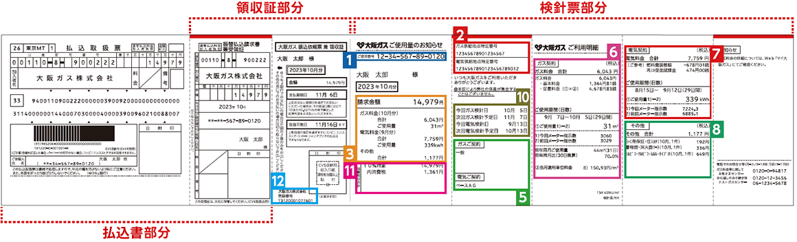 払込書（特定払込票）が一体となったご使用量のお知らせ（検針票）