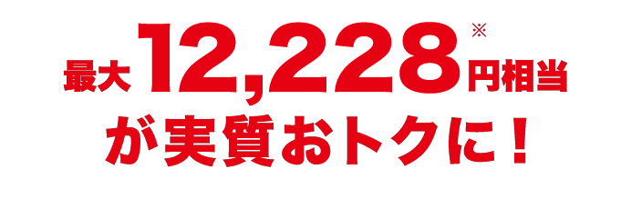 最大12,228円(※)相当が実質おトクに！