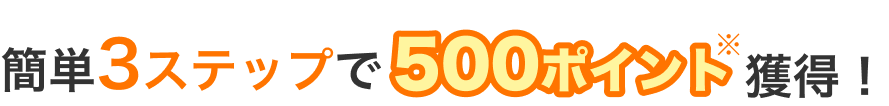 簡単3ステップで500ポイント※獲得！