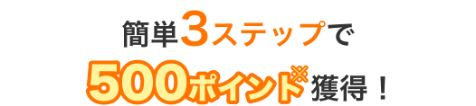 簡単3ステップで500ポイント※獲得！