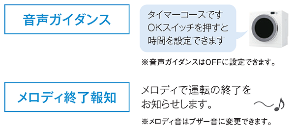 音声ガイダンス メロディ終了報知