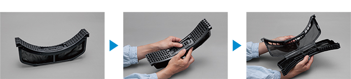 フィルターはワンタッチでオープンできるためお手入れが簡単です。