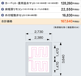 洋室6畳のお部屋なら合計価格167,640円（税込）