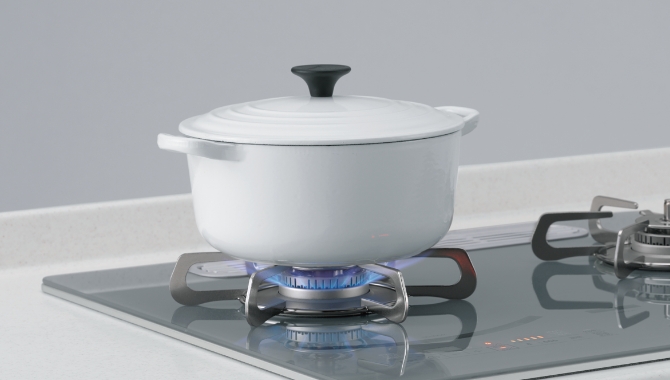 調理中のバーナーに