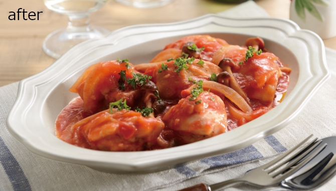 素材から出る水分を活用し上手に火を通すことでコクと旨味が凝縮されます。