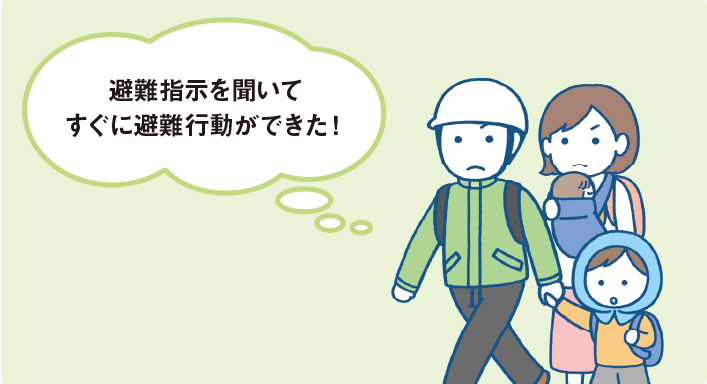 避難指示を聞いてすぐに避難行動できた！