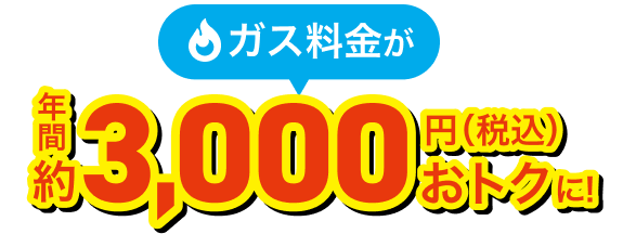 ガス料金が年間約3,000円(税込)おトクに!