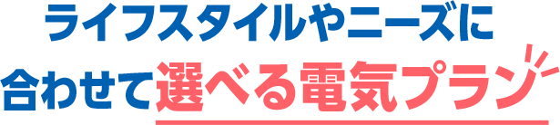 ライフスタイルやニーズに合わせて選べる電気プラン