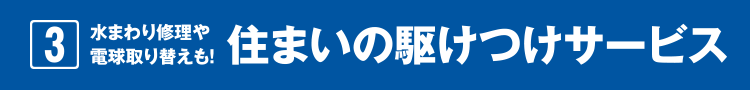 3.水まわり修理や電球取り替えも!住まいの駆けつけサービス