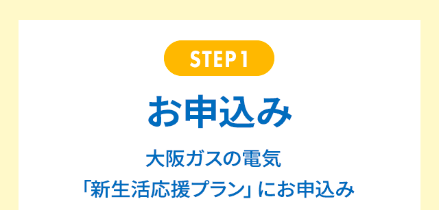 STEP1 お申込み 大阪ガスの電気「新生活応援プラン」にお申込み