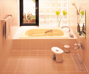 浴室などに天然石材やタイルの床暖房が可能